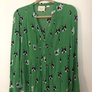 Anthropologie Maeve French Bulldog shirt
